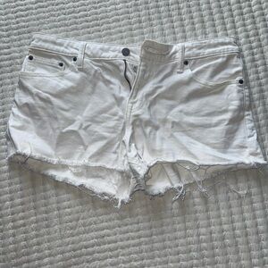 Lucky Brand White Frayed Hem Jean Shorts